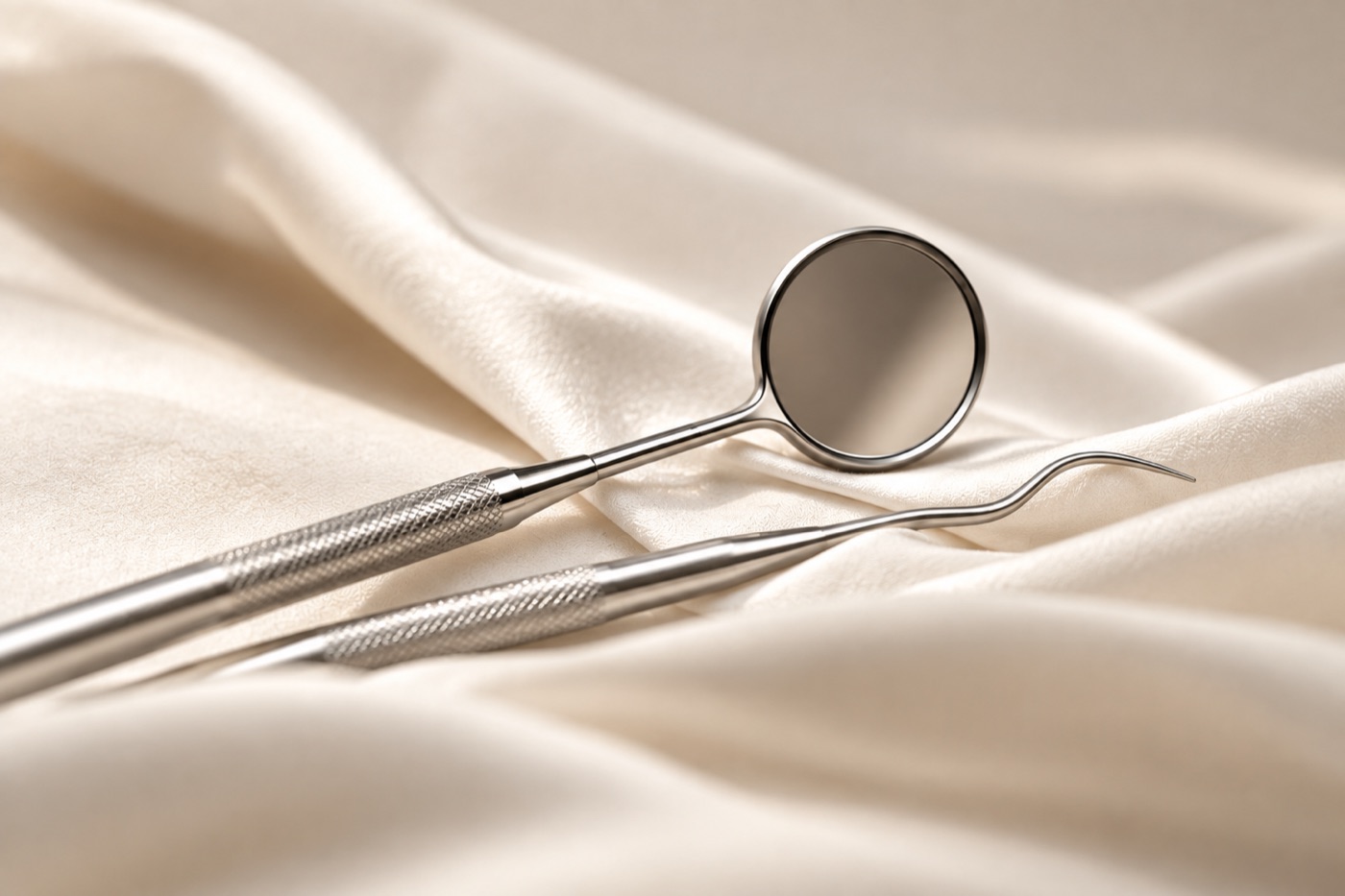 Dental instruments on silk
